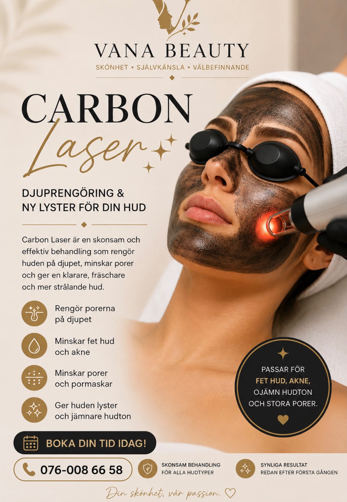 Informationsaffisch om Carbon Peeling – så går behandlingen till